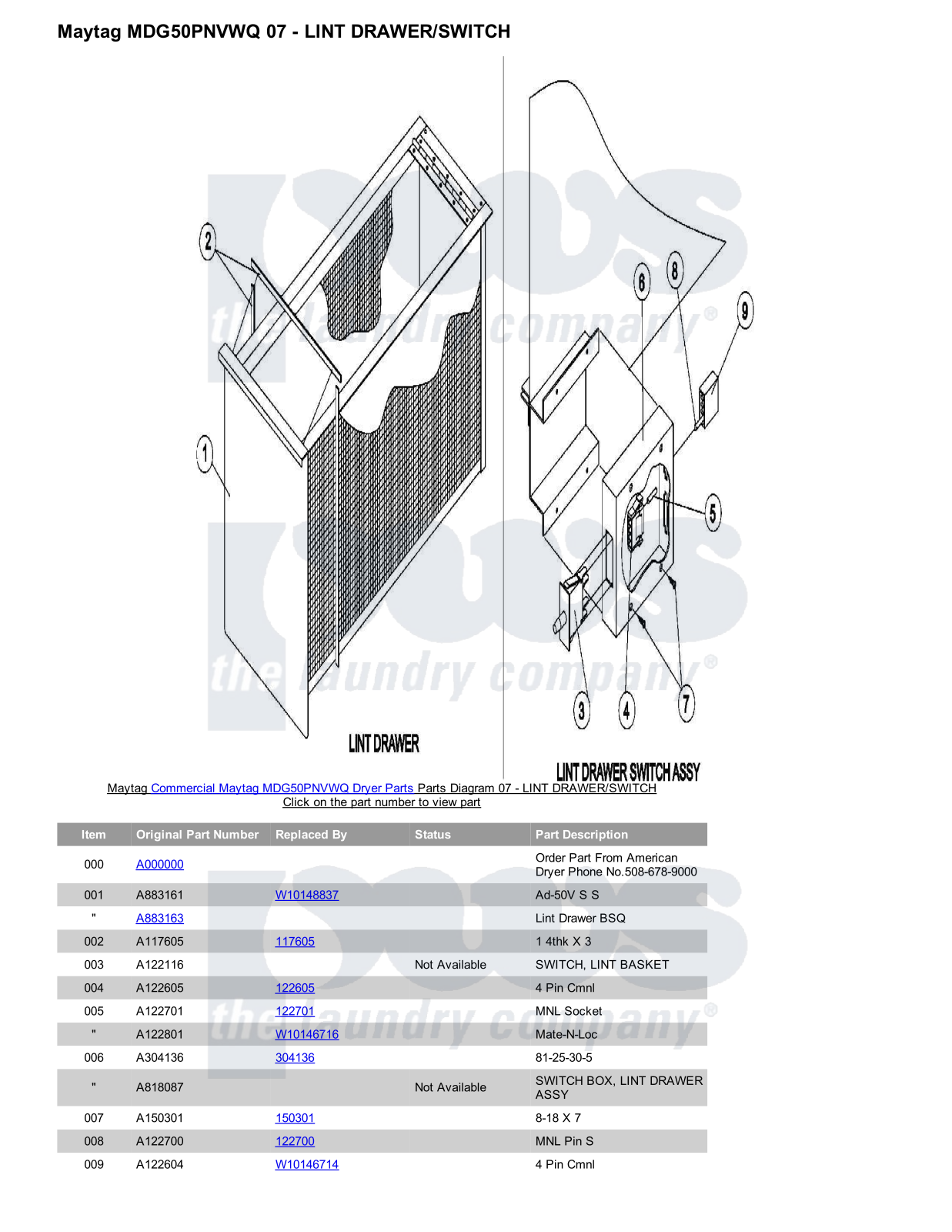 Maytag MDG50PNVWQ Parts Diagram