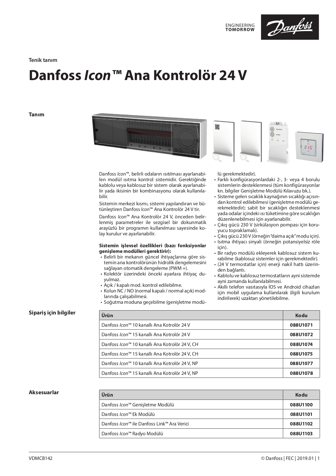 Danfoss Icon Ana Kontrolör 24 V Data sheet