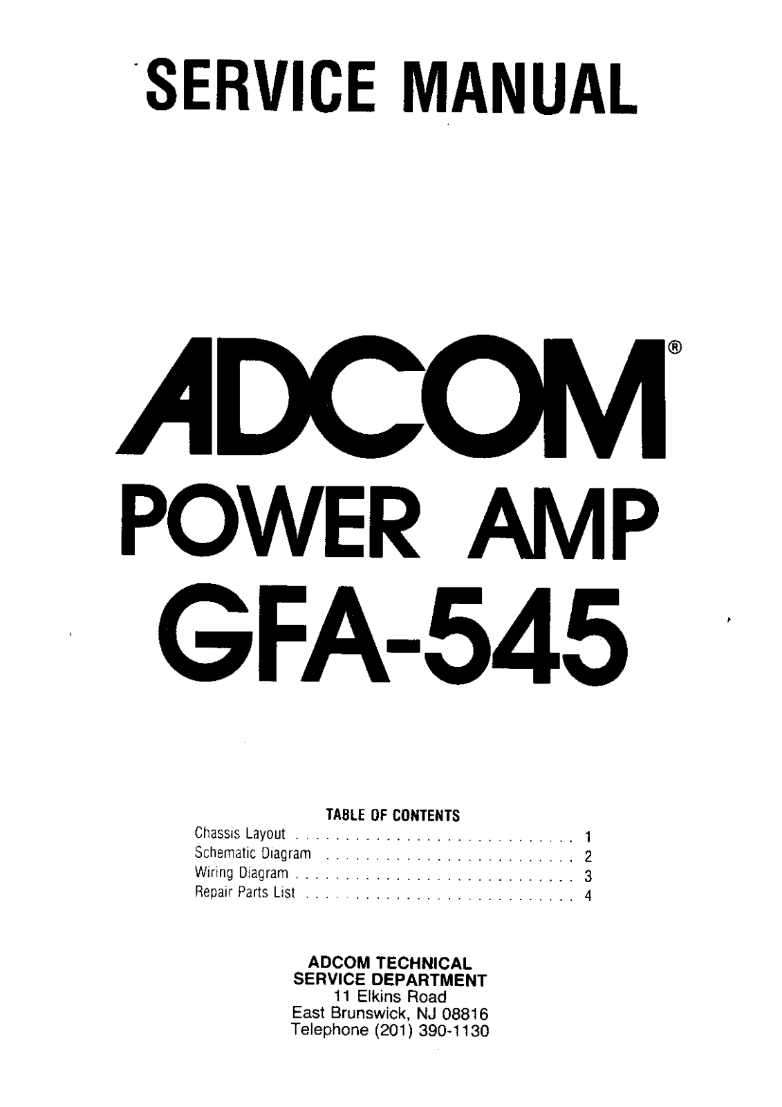 Adcom GFA-545 Service manual