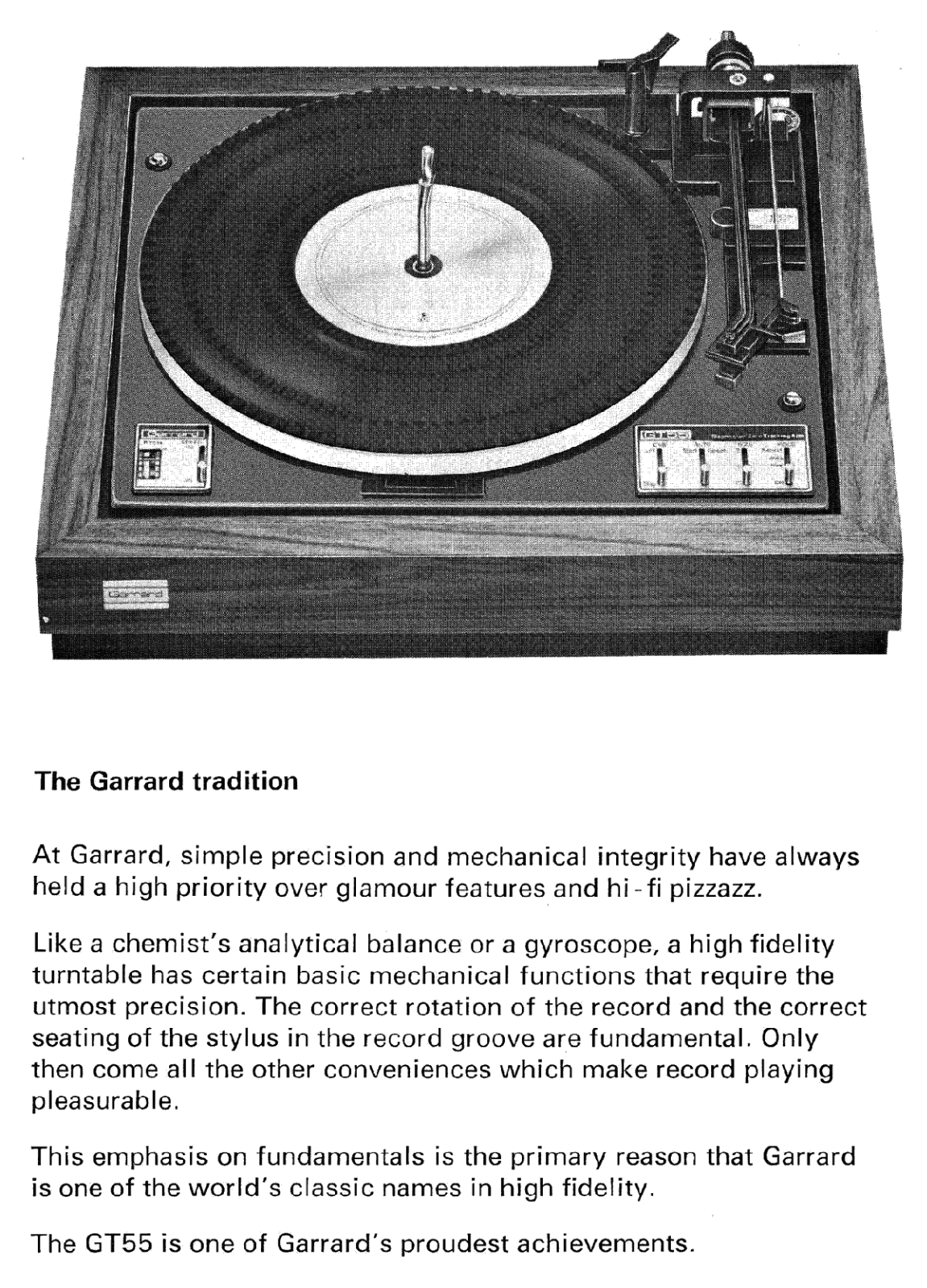 Garrard GT-55 Owners manual