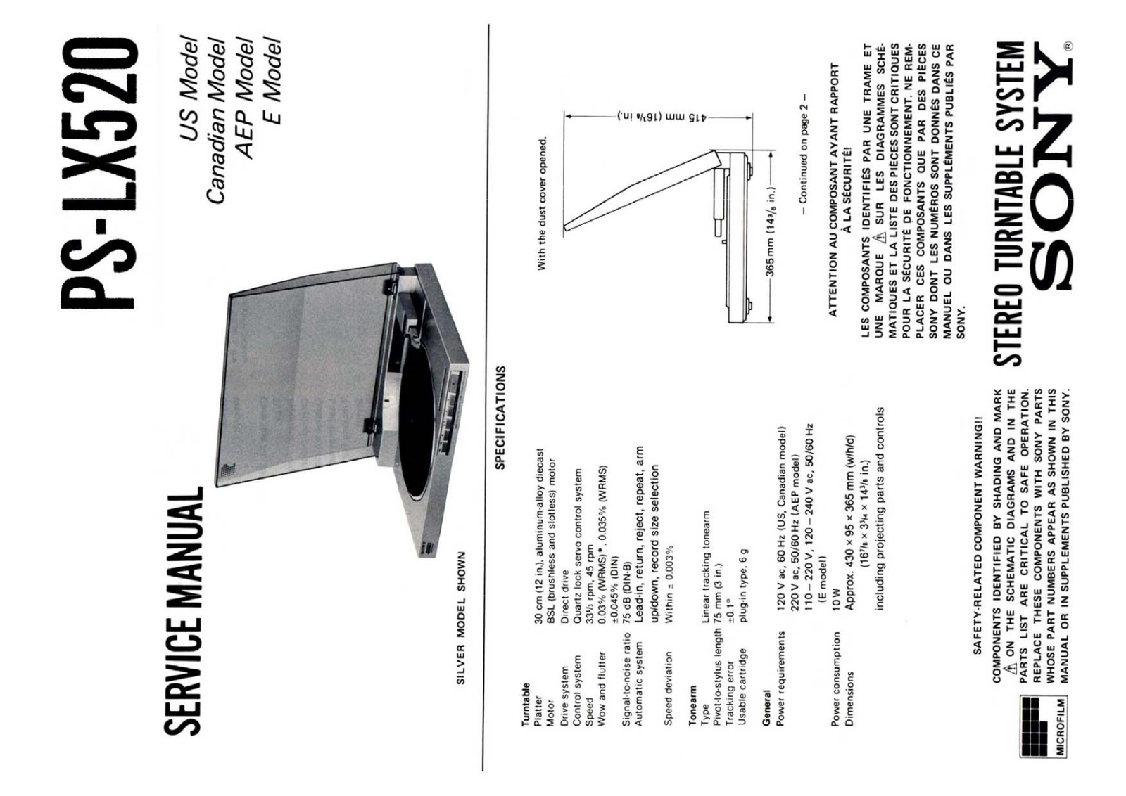 Sony PS-LX520 Service Manual