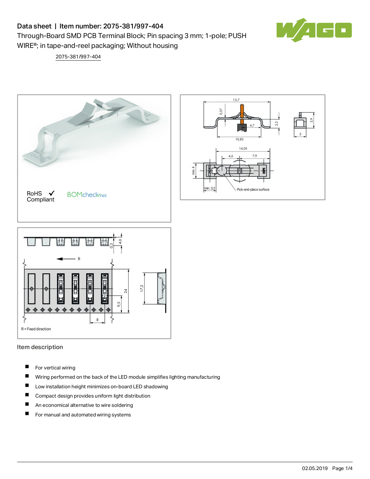 Wago 2075-381/997-404 Data Sheet