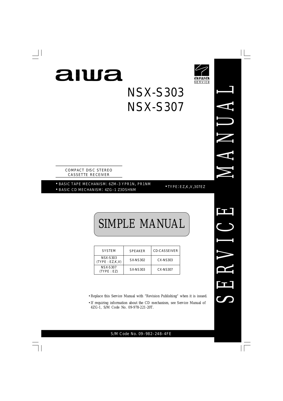 Aiwa NSXS-303, NSXS-307 Service manual
