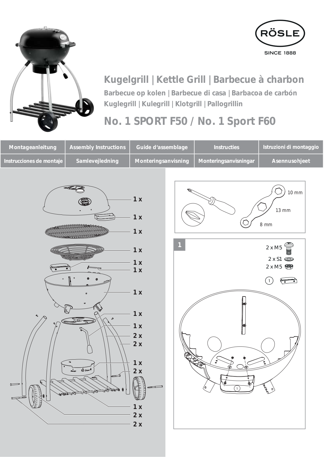 Rosle No.1 Sport F60, No.1 Sport F50 Assembly instructions