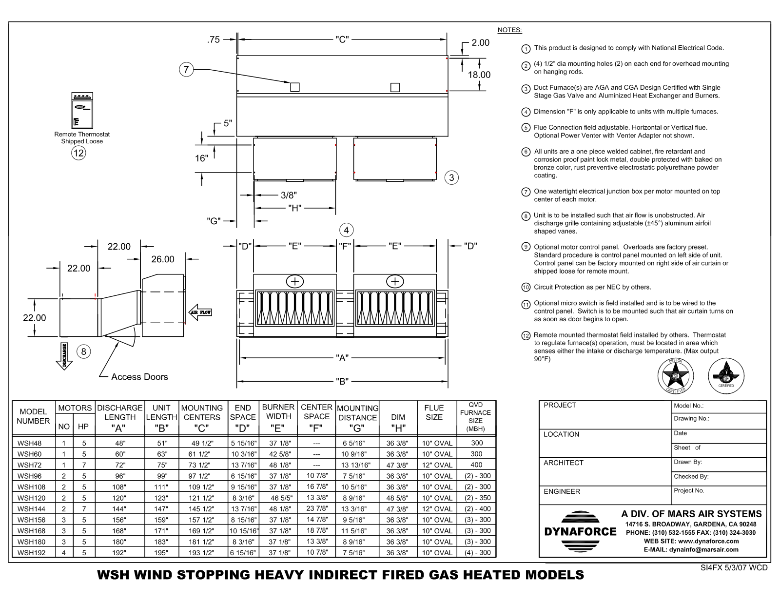 Mars Air WSH156 User Manual