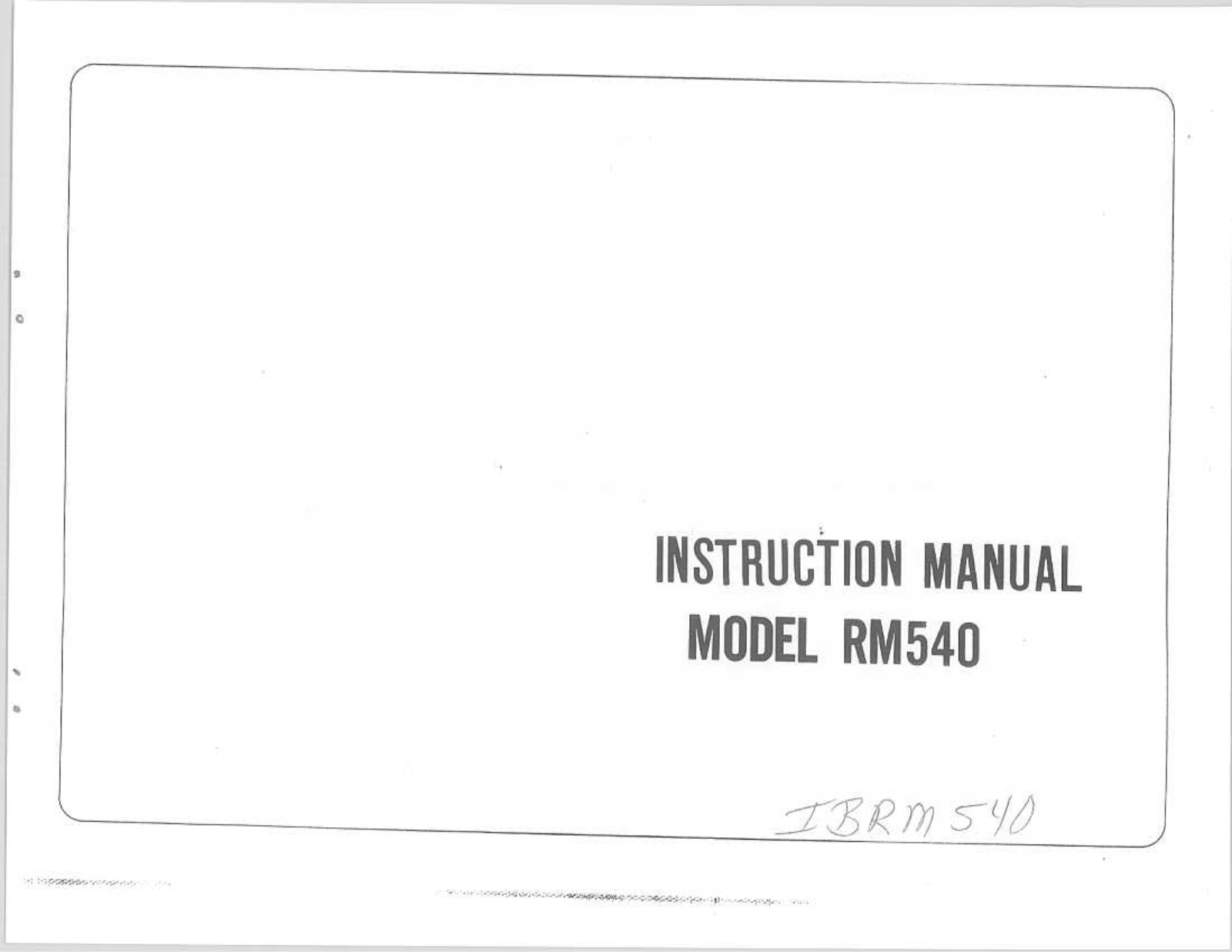 RICCAR RM540 Instruction Manual