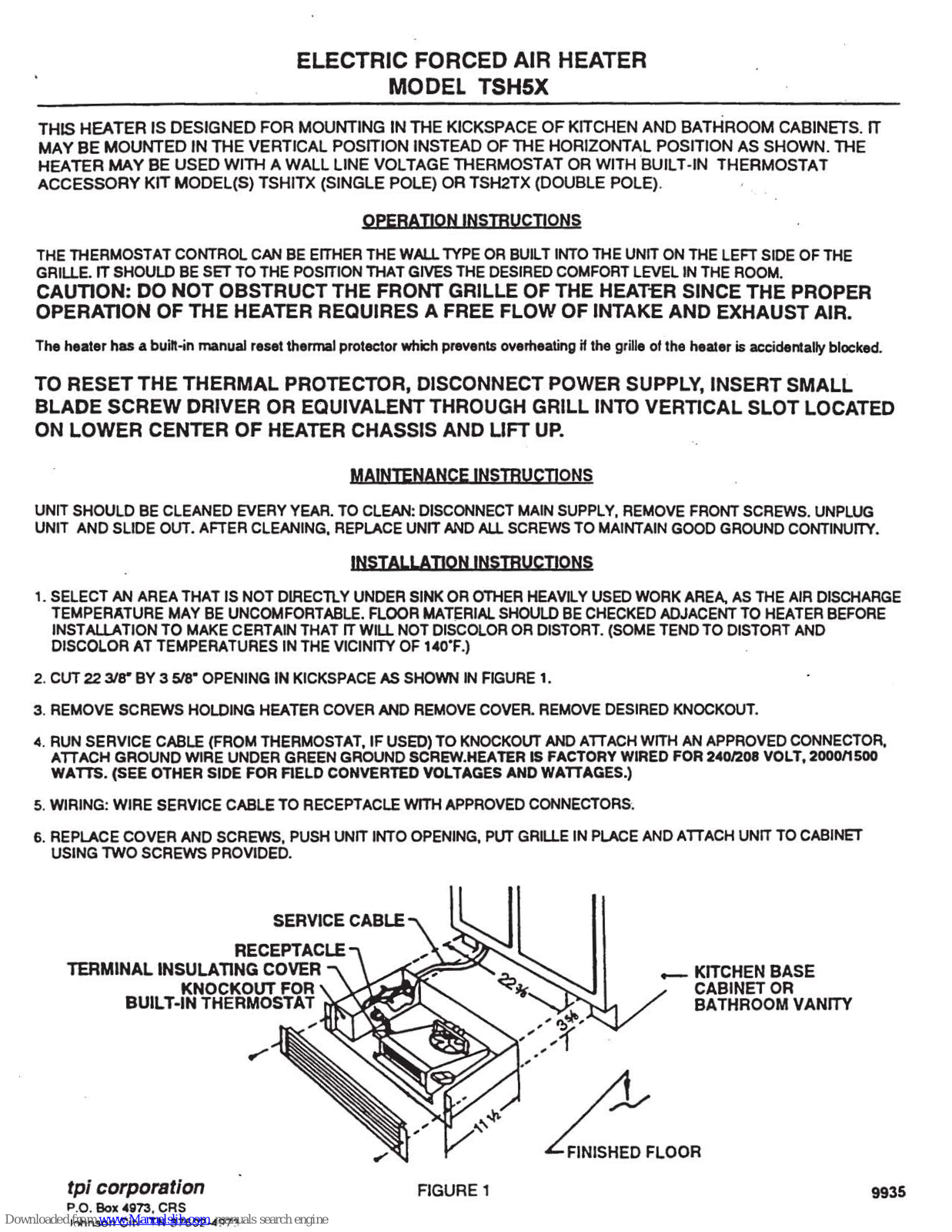 TPI TSH5X Instruction Manual