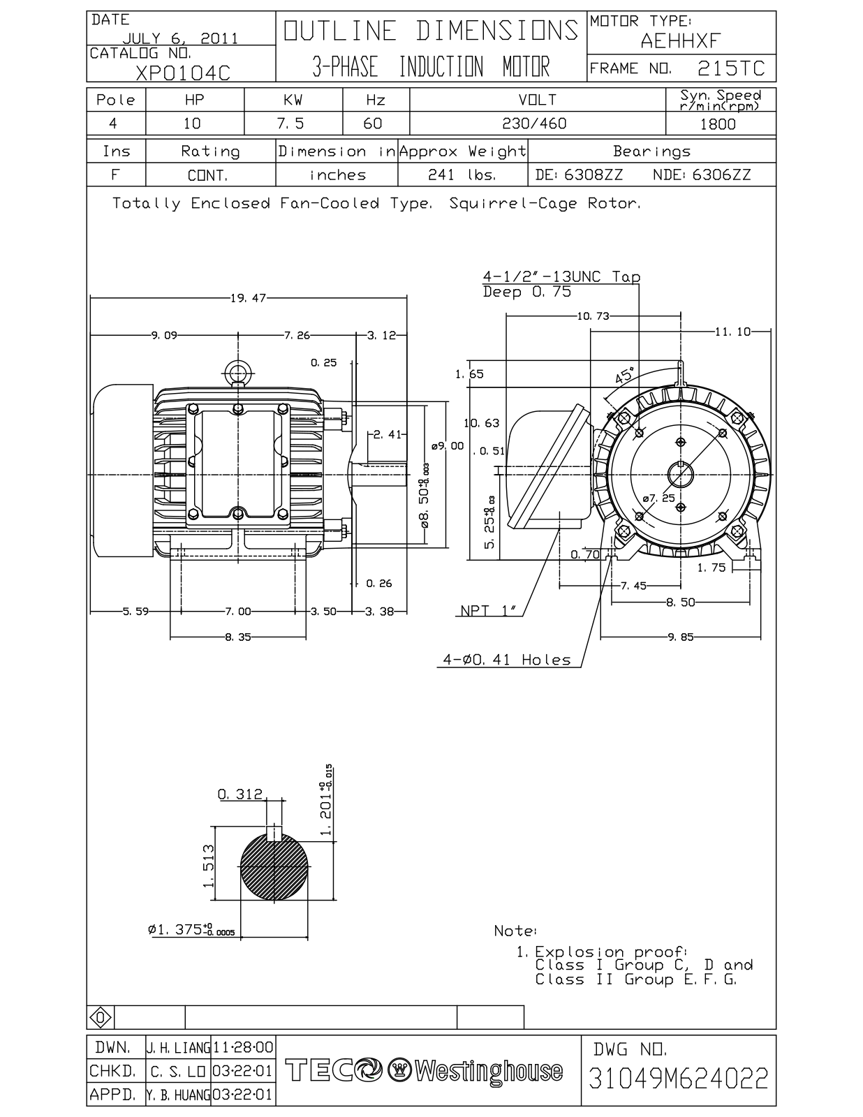 Teco XP0104C Reference Drawing