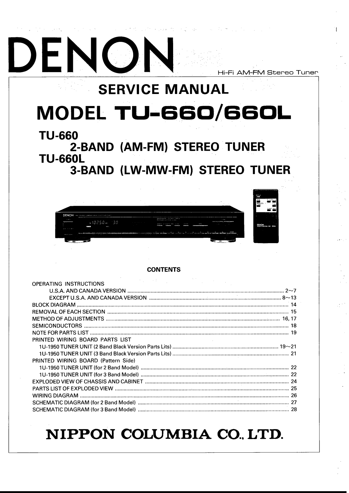 Denon TU-660 Service Manual