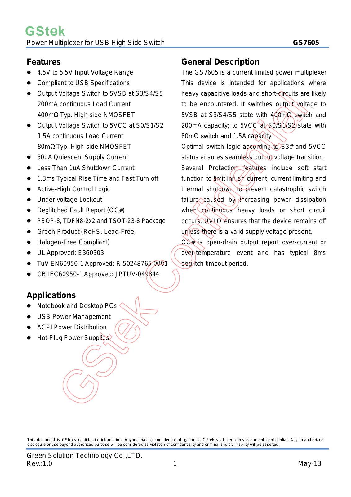 Datasheet gs7605 Datasheets - ManualMachine.com