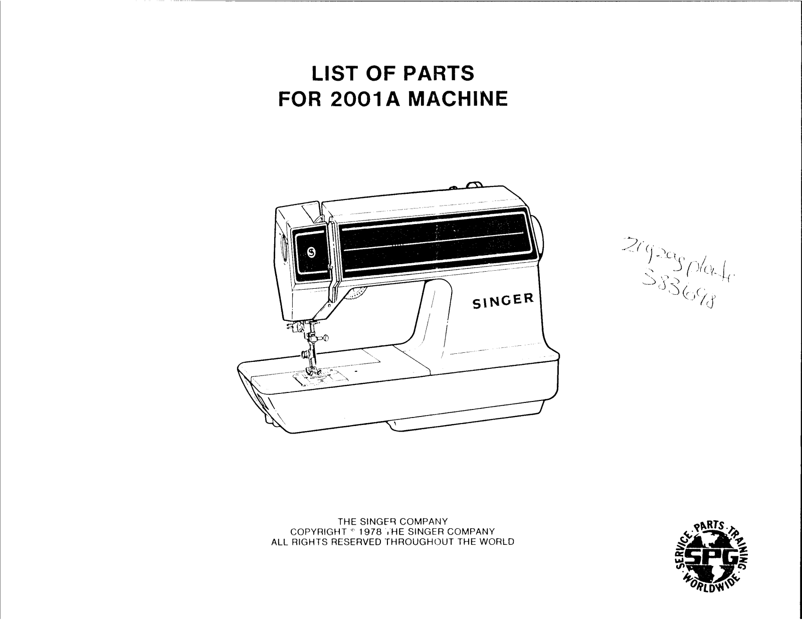 Singer 2001A User Manual