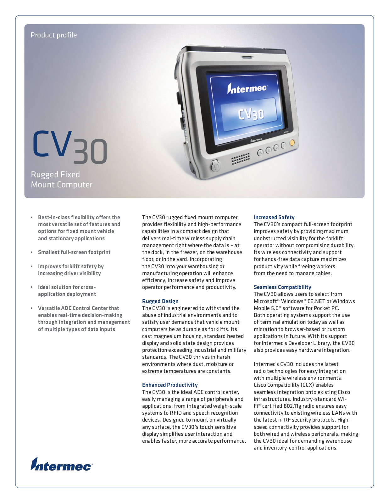 Intermec CV30A0A1100803 Product Data Sheet