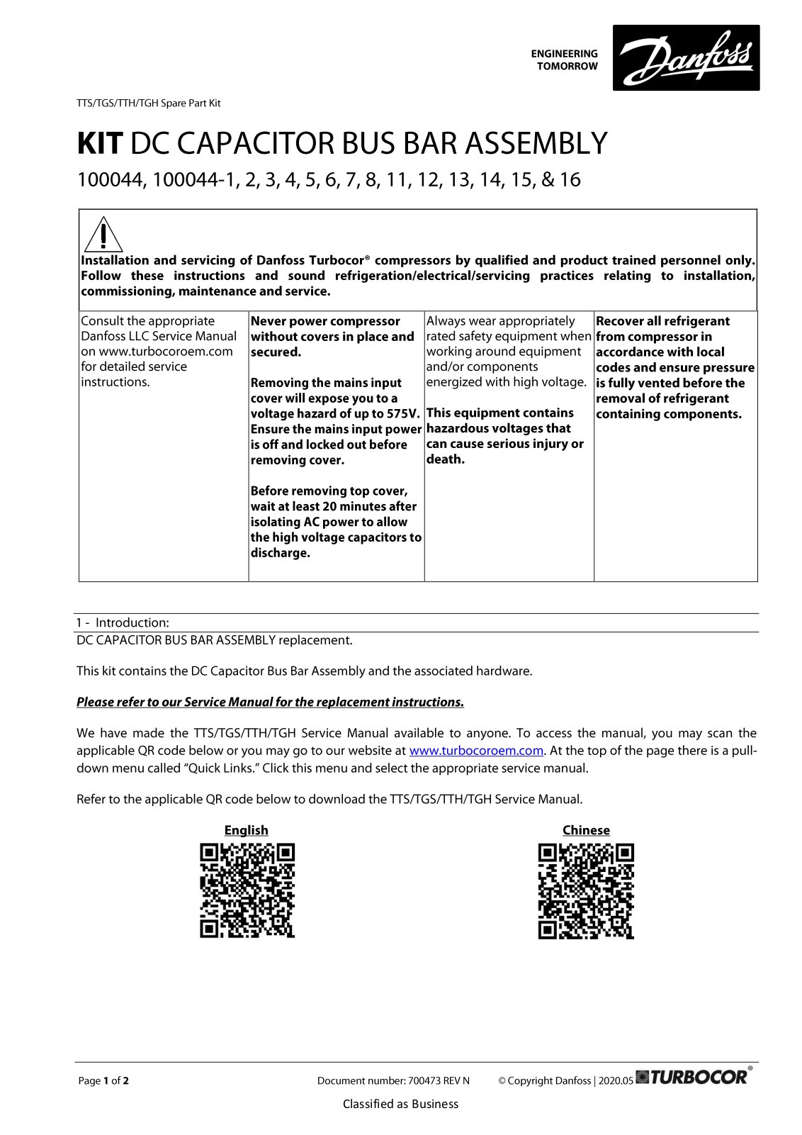 Danfoss 100044 Service guide