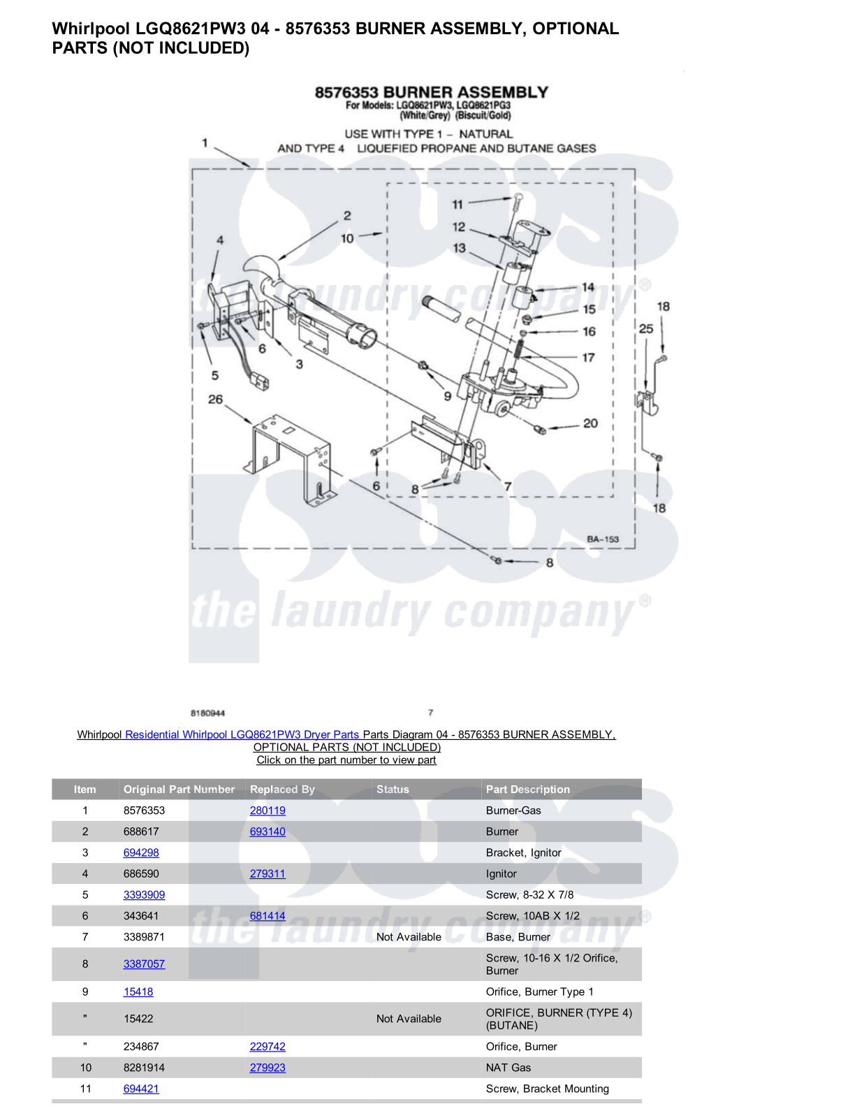 Whirlpool LGQ8621PW3 Parts Diagram