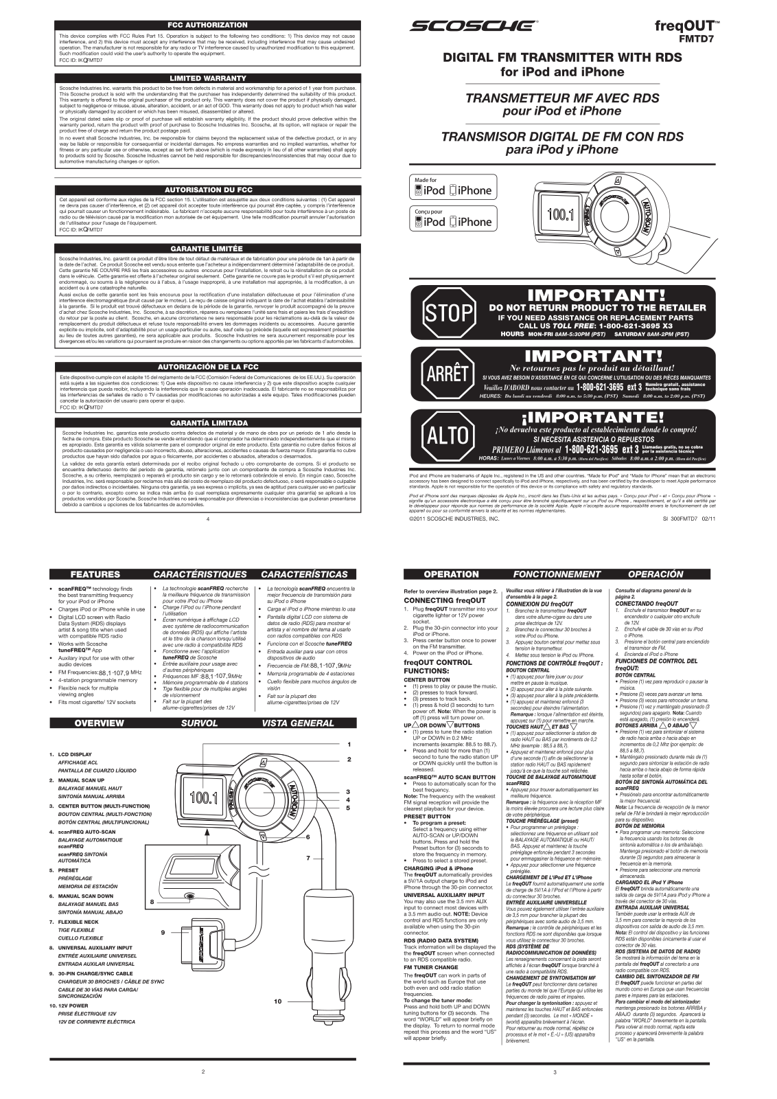 Scosche FMTD7 Users Manual