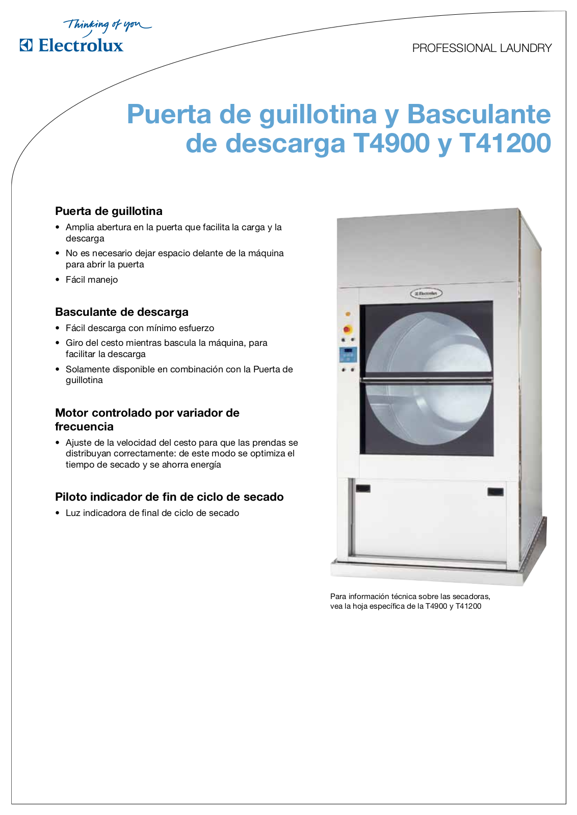 Electrolux T4900, T41200 DATASHEET