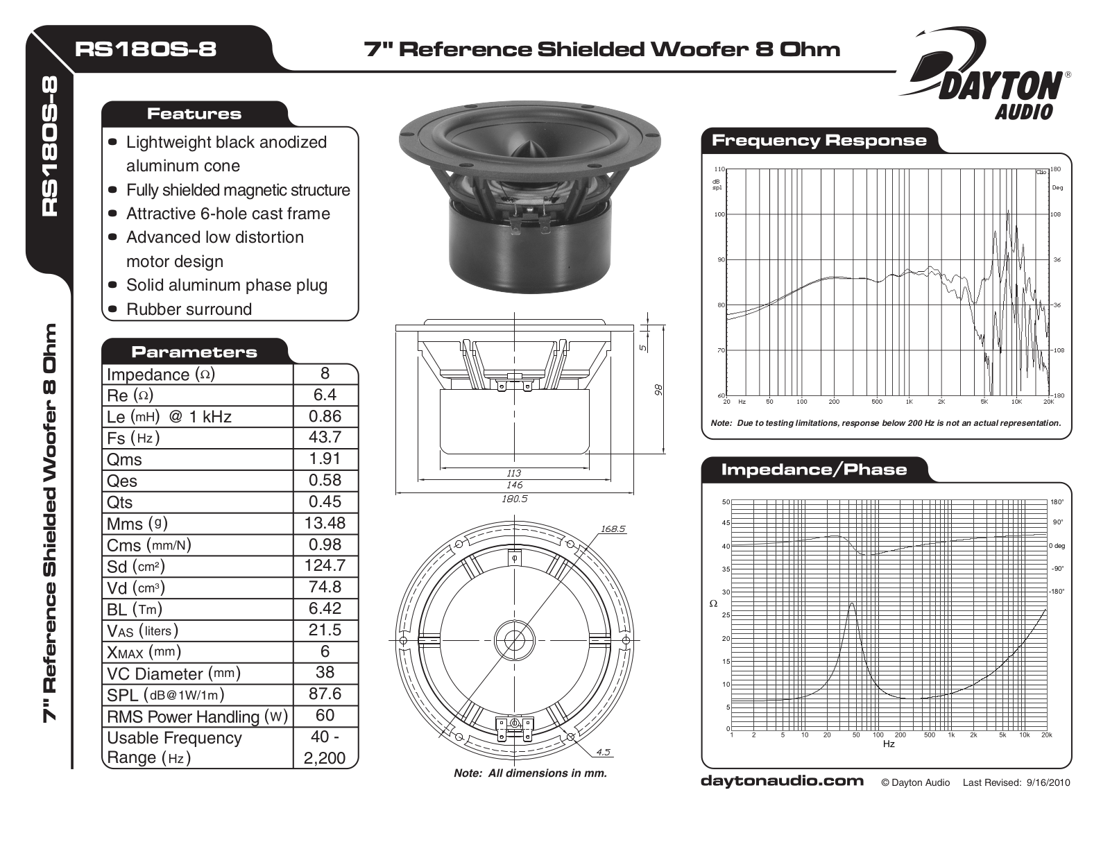 Dayton RS180S-8 User Manual