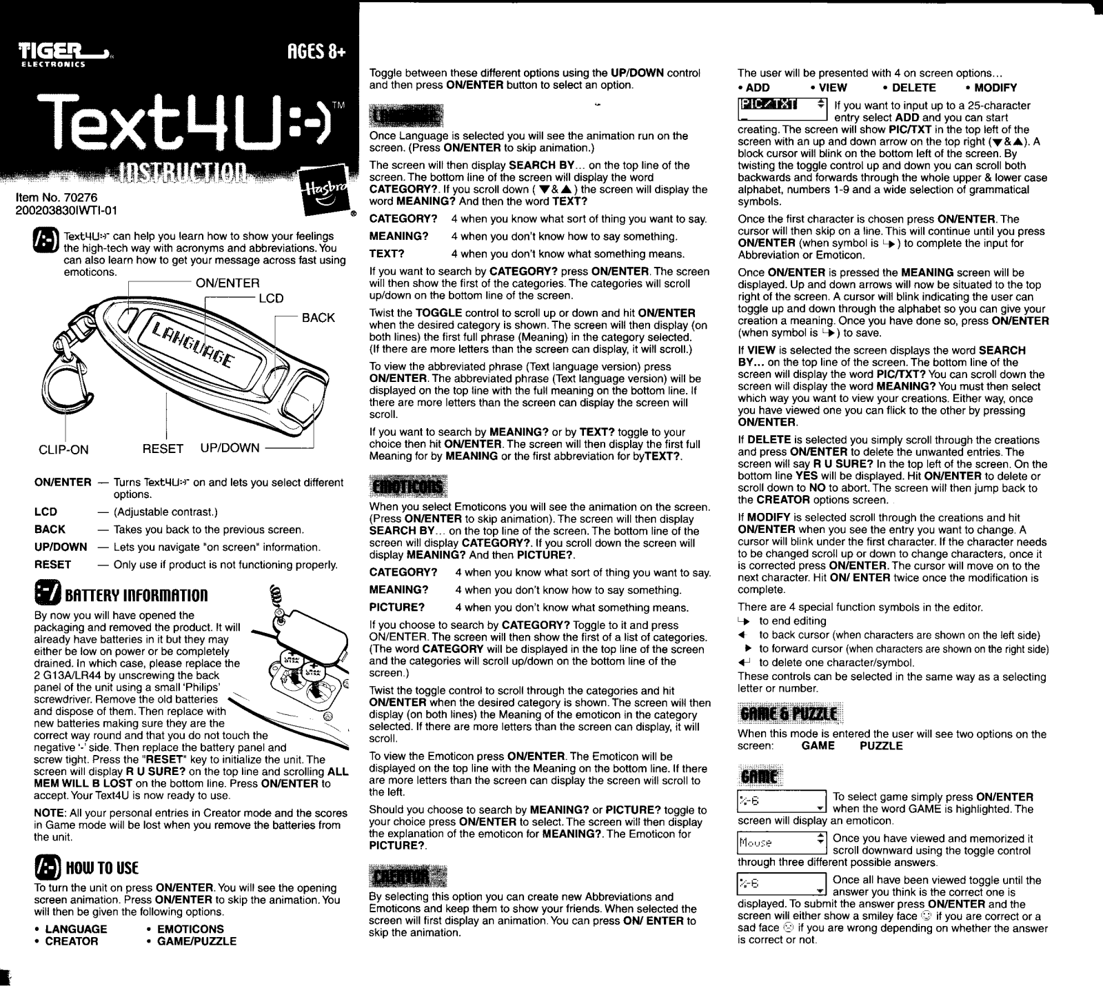 Hasbro TEXT4U User Manual