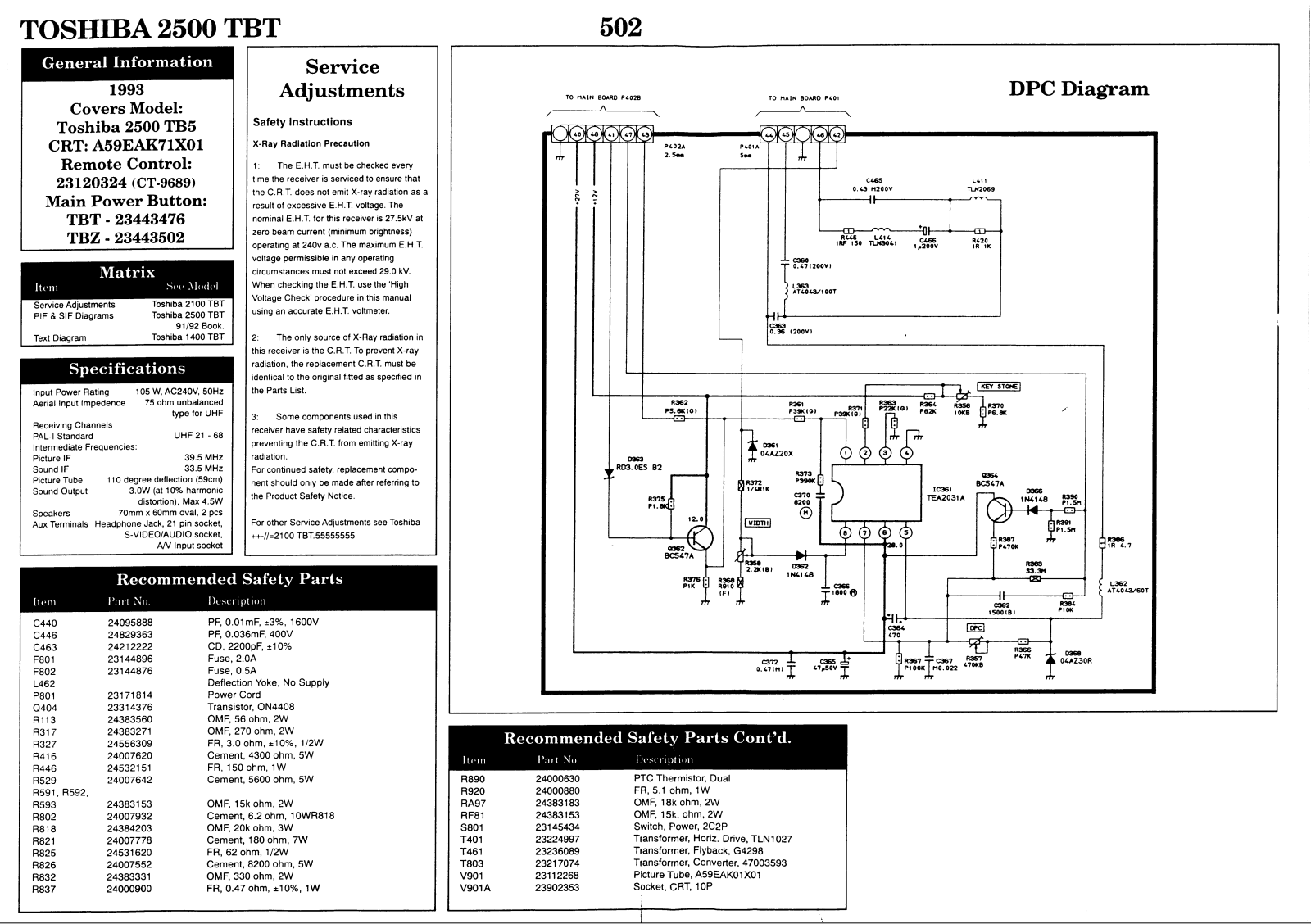 Toshiba 2500TBT Service Manual