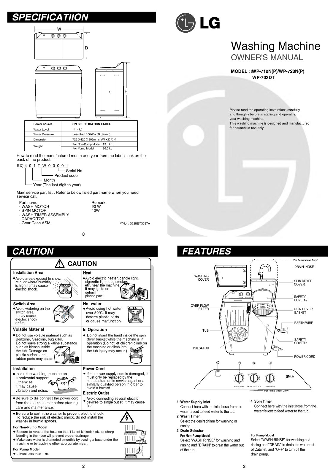 LG WP-710NP, WP-720NP, WP-710N, EW 43 User Manual