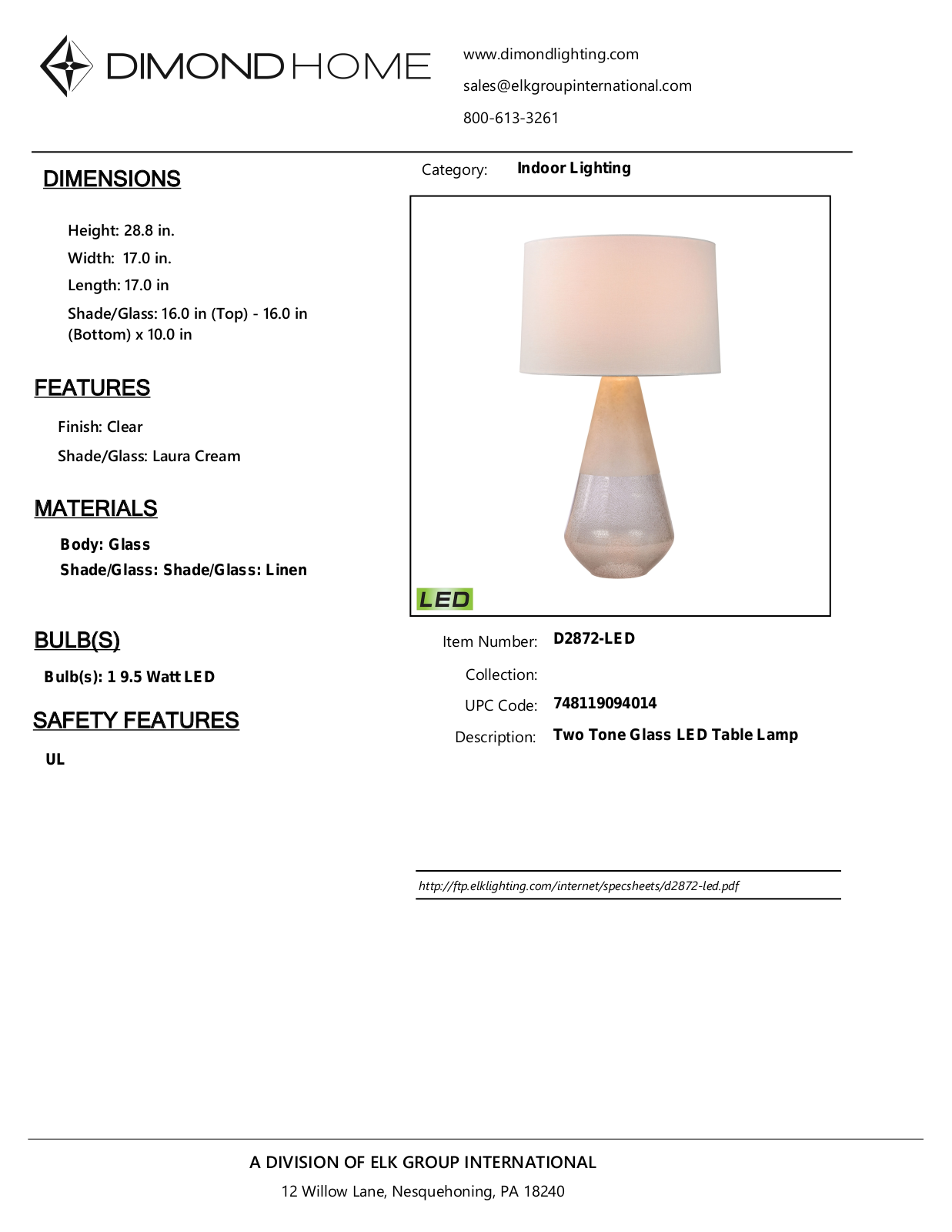 ELK Home D2872LED User Manual