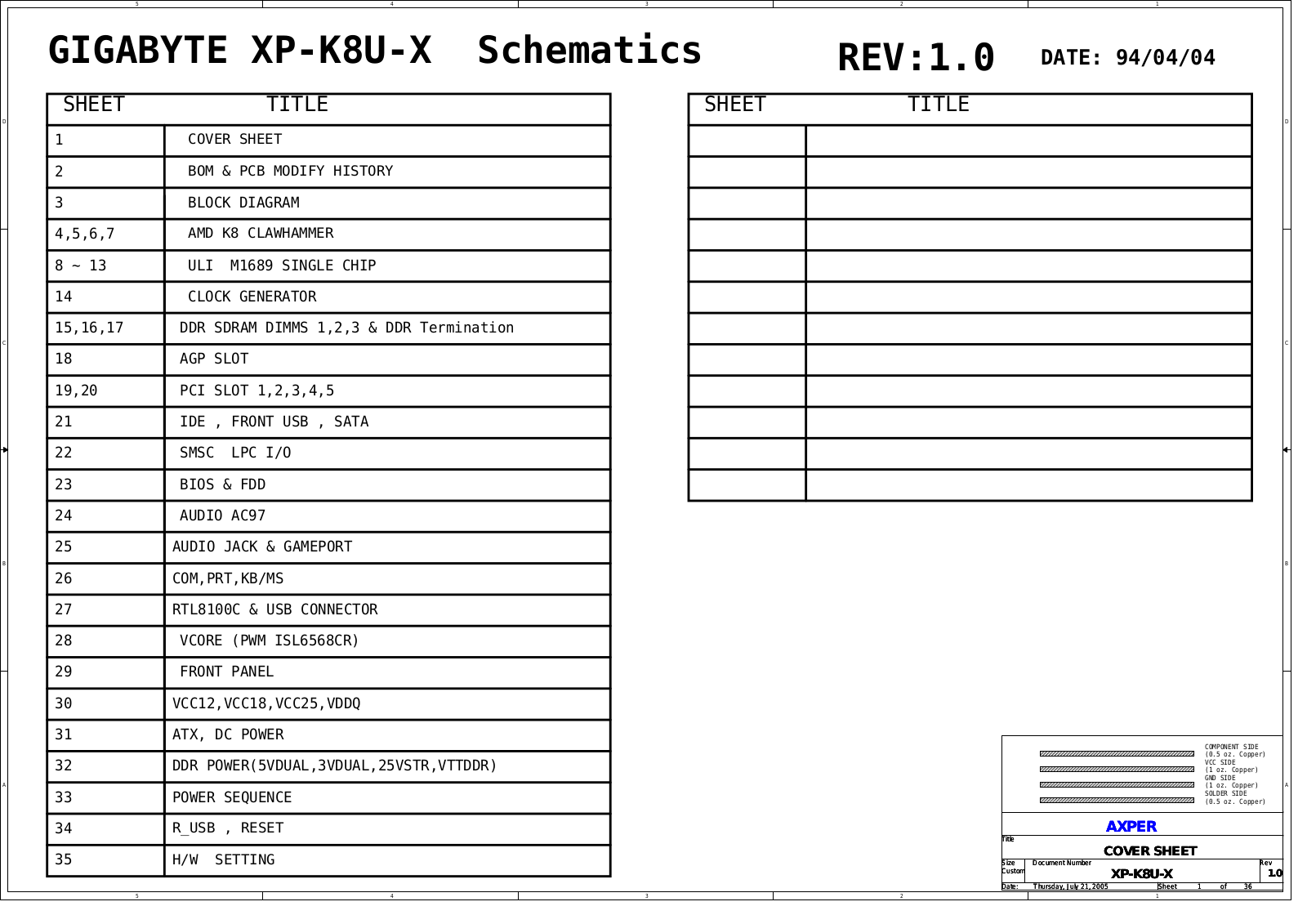 Gigabyte GA-K8U-X, XP-K8U-X Schematic