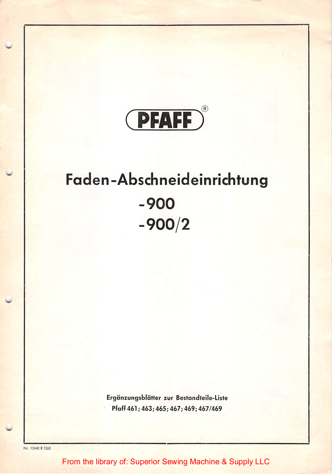 Pfaff 900, 900-2 User Manual - ManualMachine.com