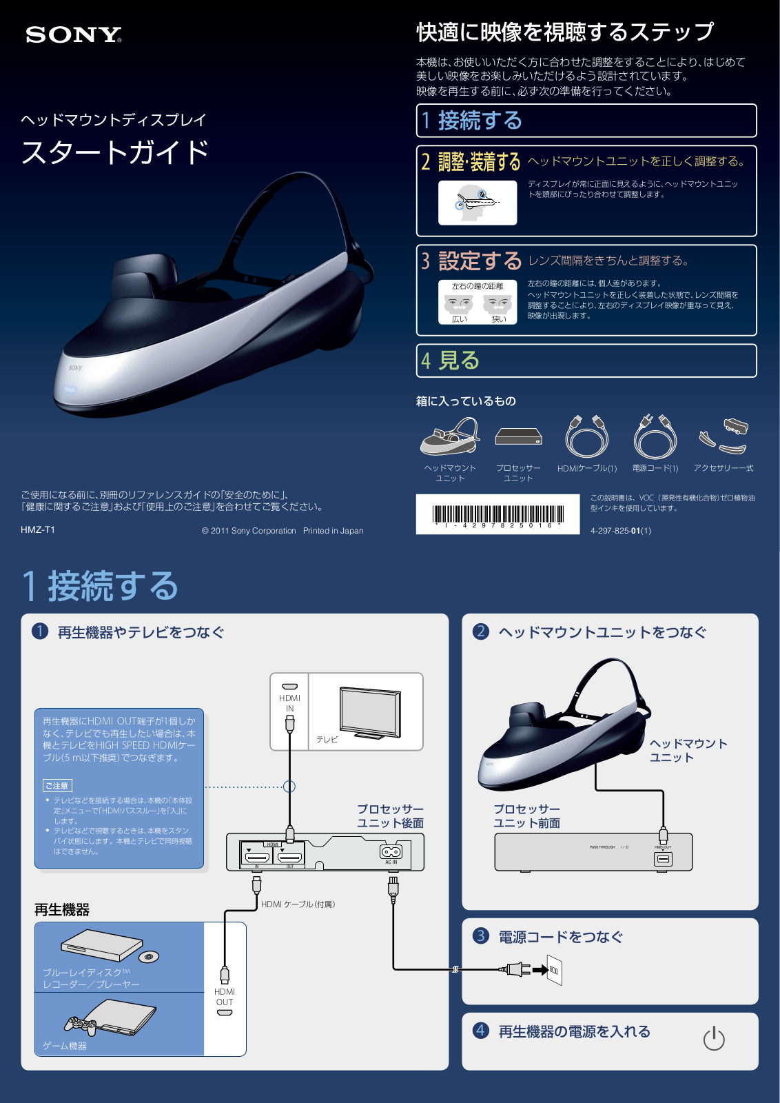 Sony HMZ-T1 QUICK START GUIDE