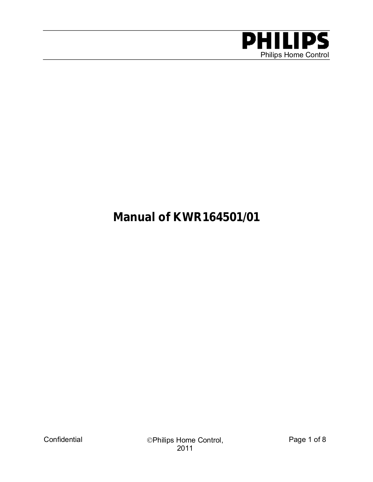 Philips KWR16A User Manual