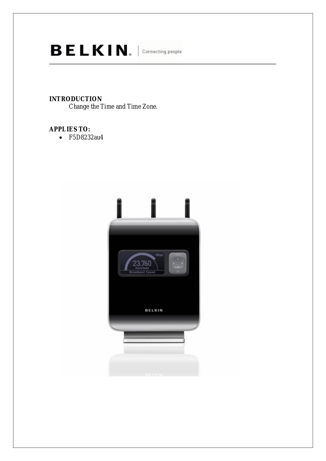 Belkin F5D8232AU4 User Manual