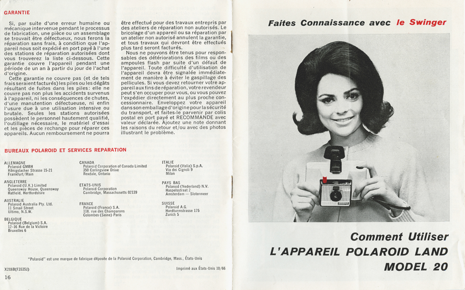 POLAROID Swinger Guide d'utilisation