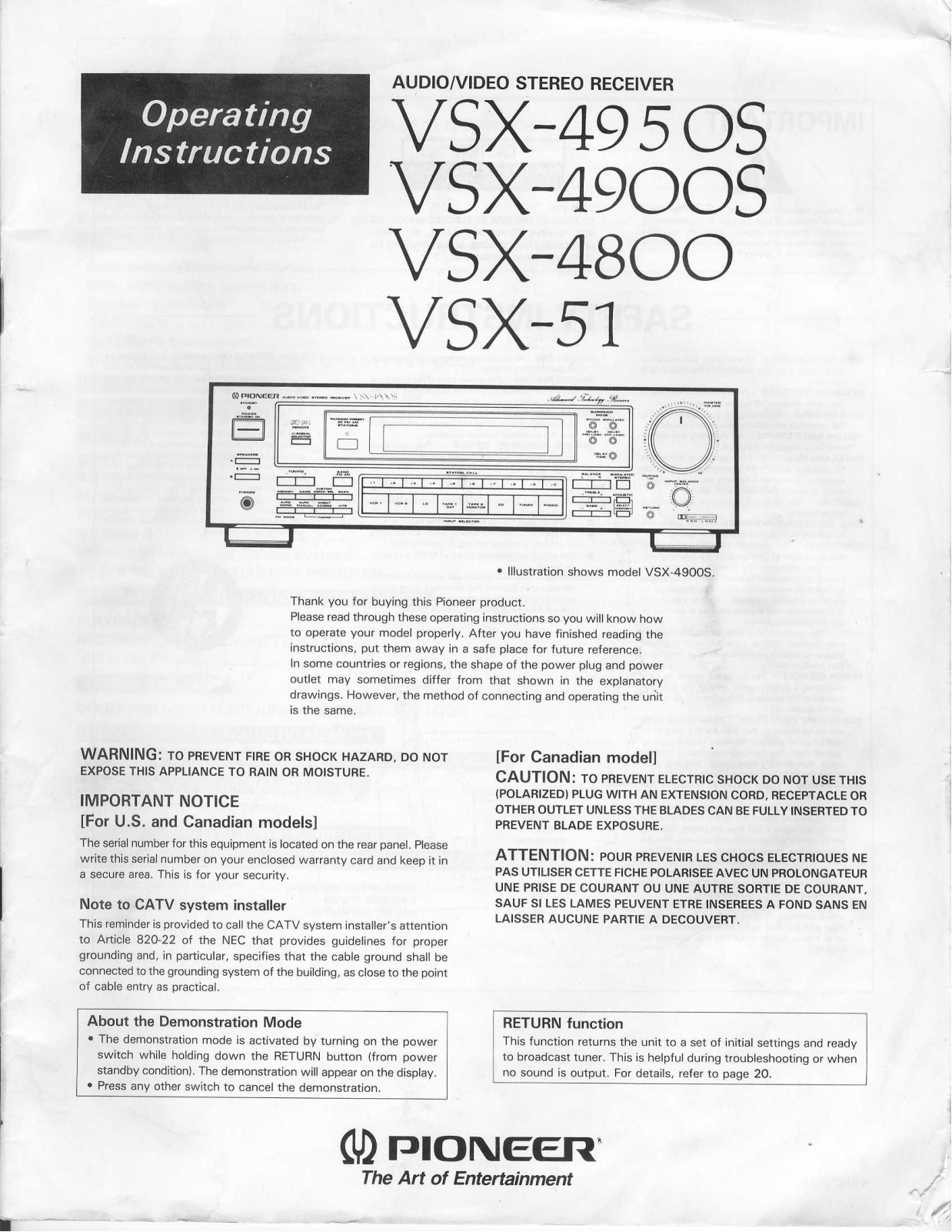 Pioneer VSX-51, VSX-4900S, VSX-4950S Manual