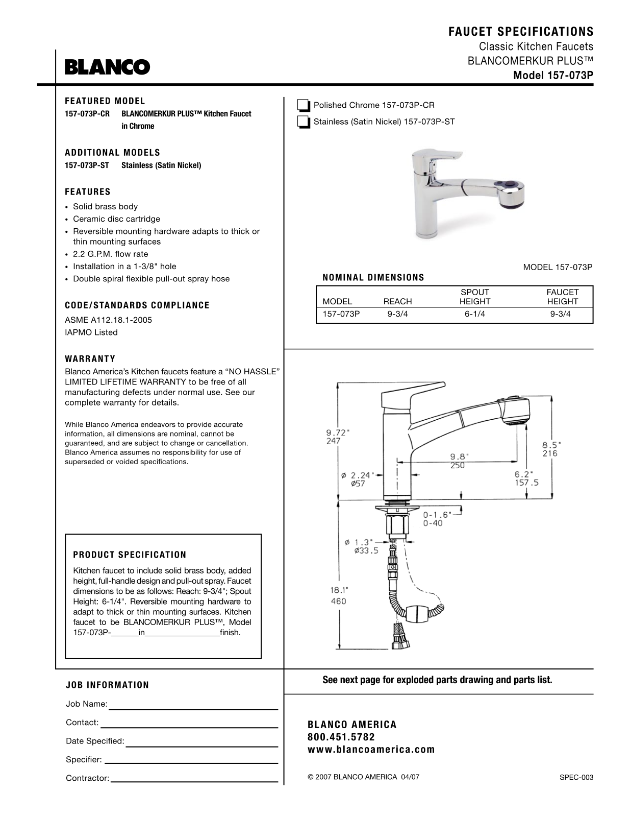 Blanco 157-073P User Manual