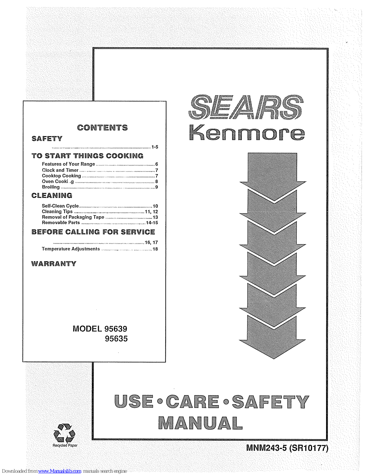 Kenmore 95639, 95635 Use, Care, Safety Manual - ManualMachine.com