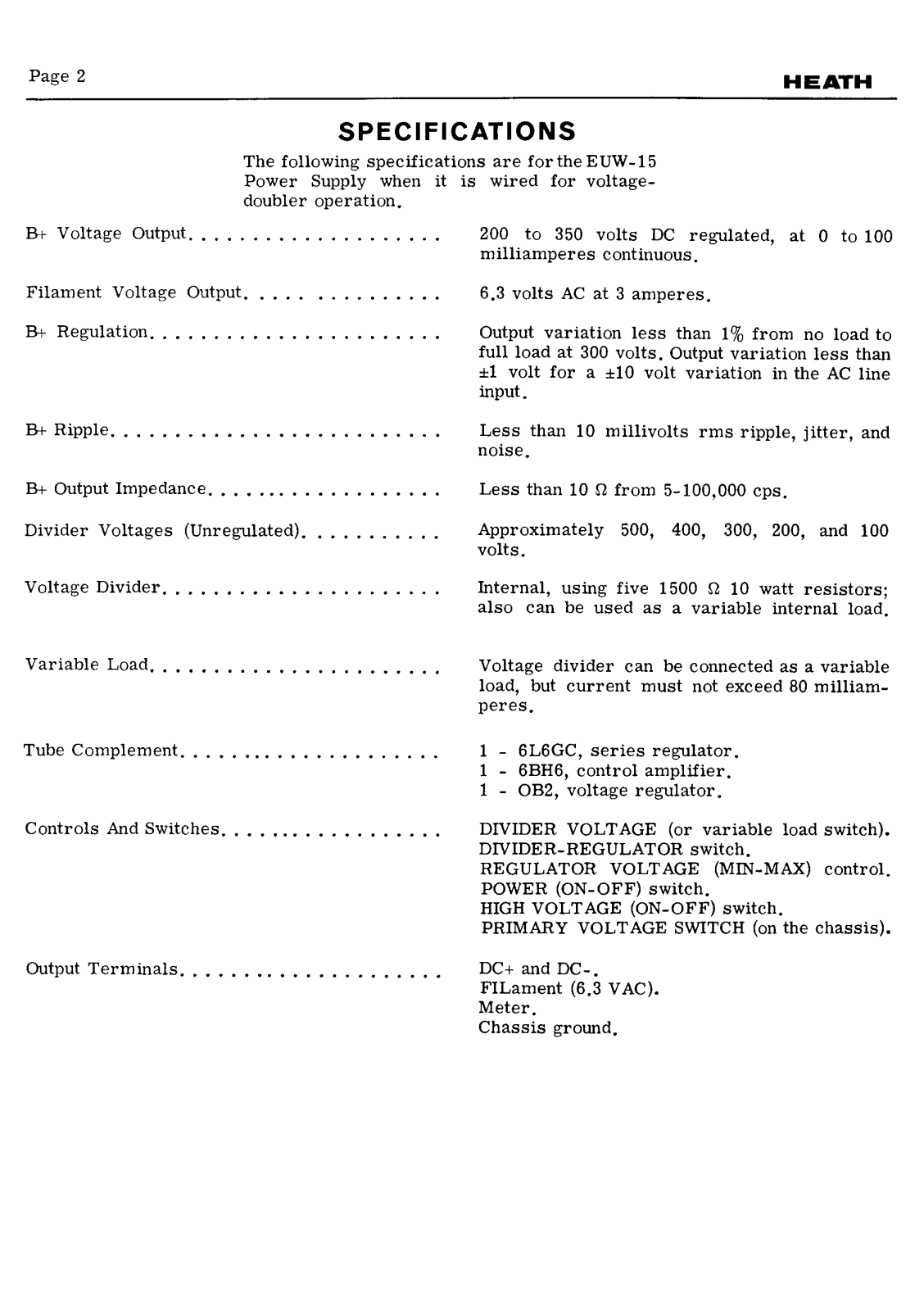 Heathkit EUW15 Schematic