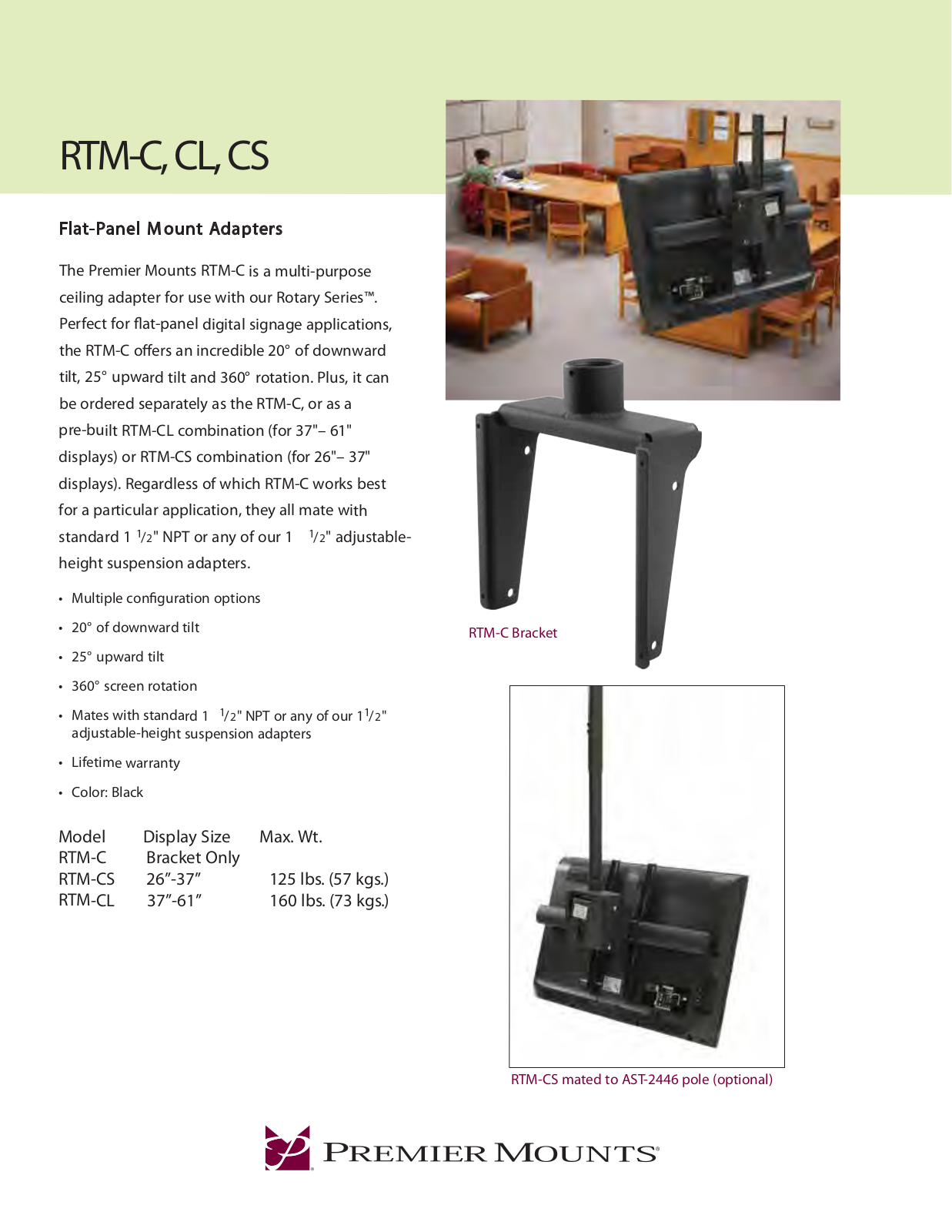 Premier Mounts RTM-C User Manual - ManualMachine.com