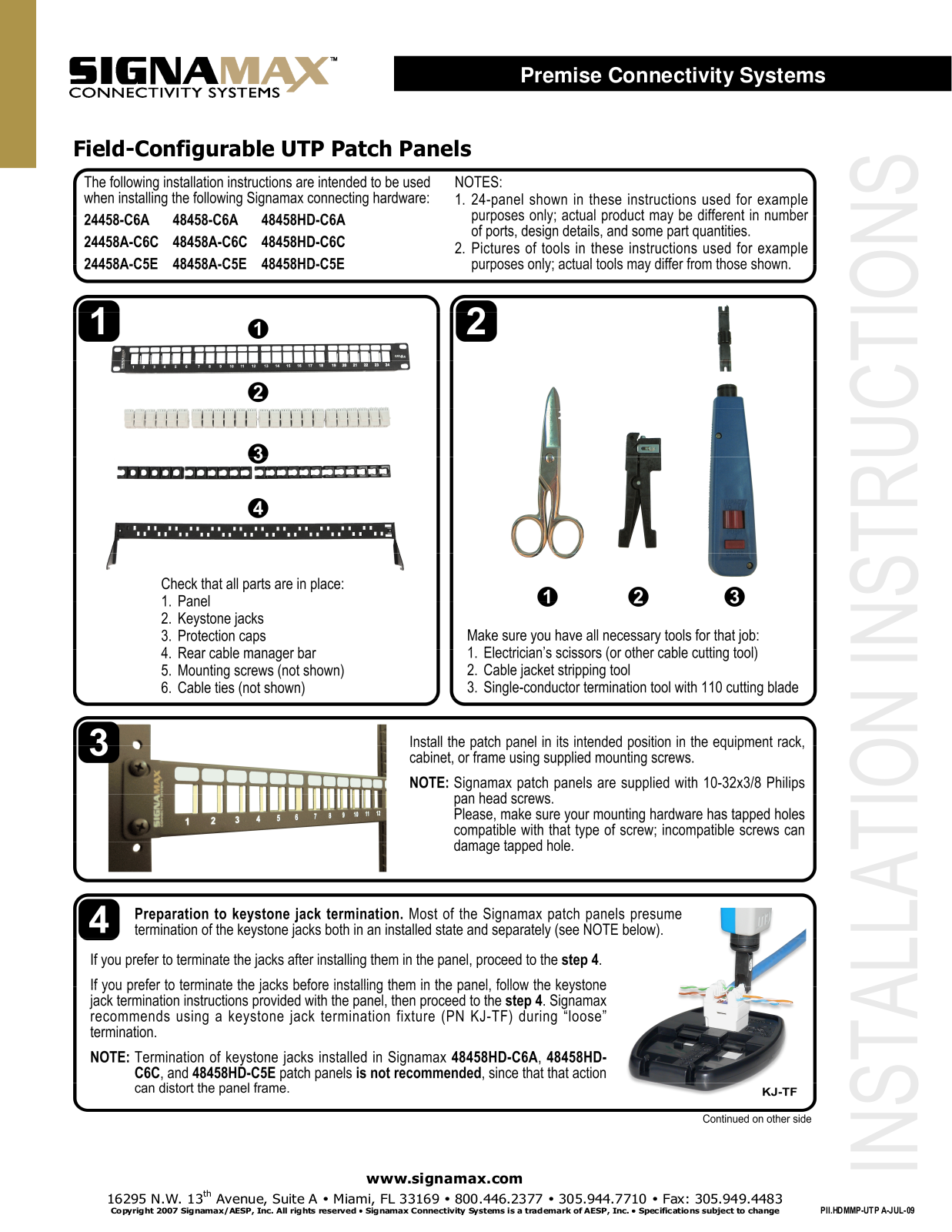 Signamax Category 6A Screened Patch Panels User Manual - ManualMachine.com