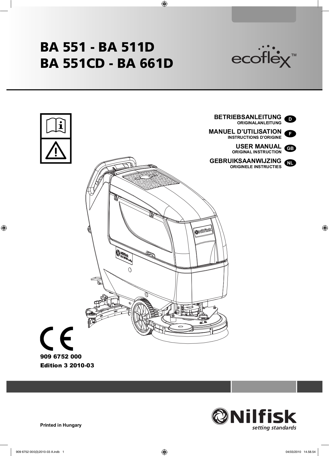NILFISK BA 511D, BA 661D User Manual