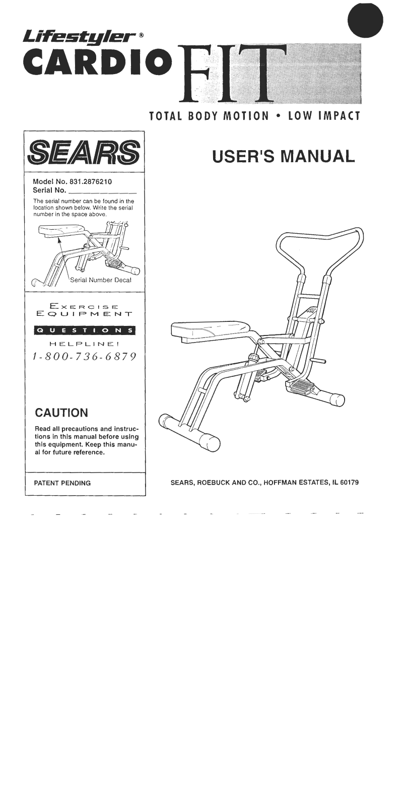 Lifestyler 831.287621, 831.2876210 Owner's Manual