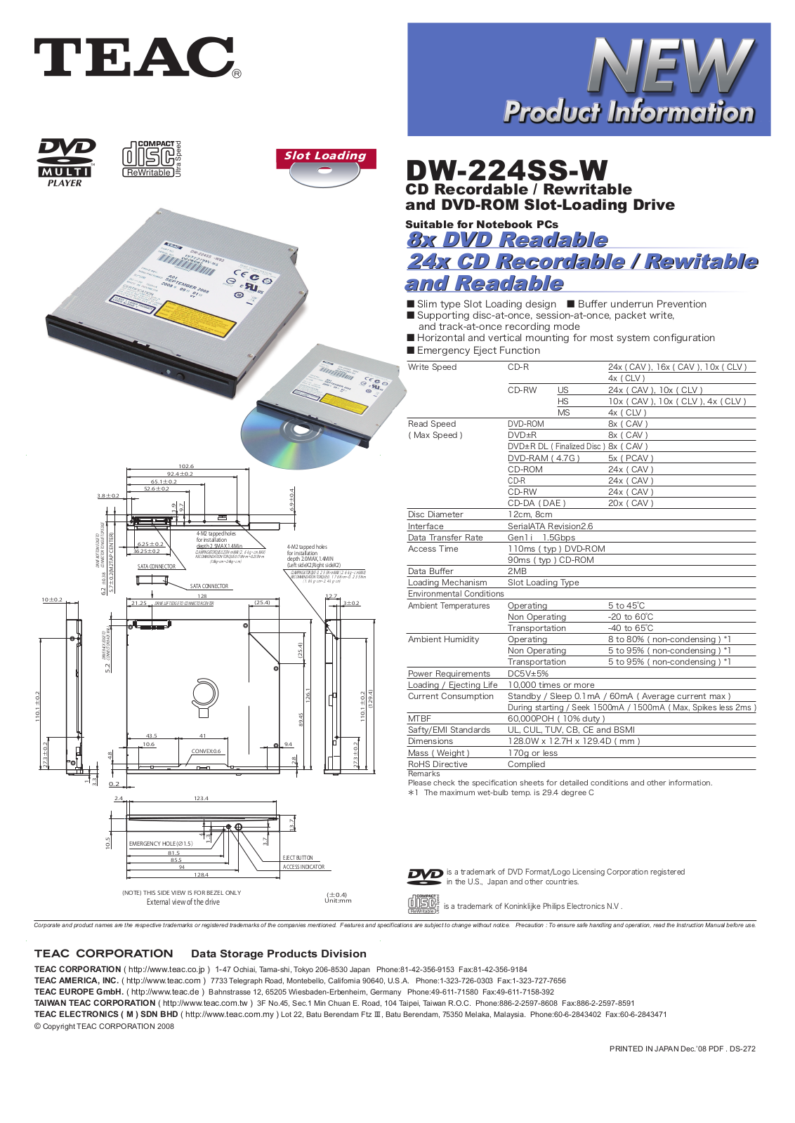 Teac DW-224SS-W User Manual