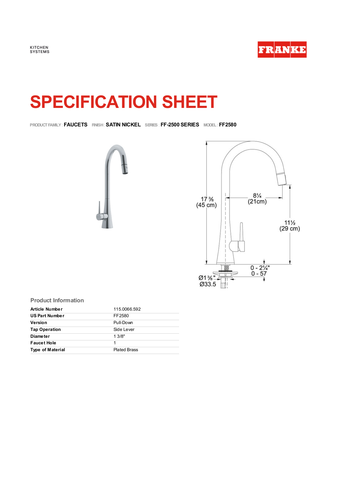 Franke Foodservice FF2580 User Manual