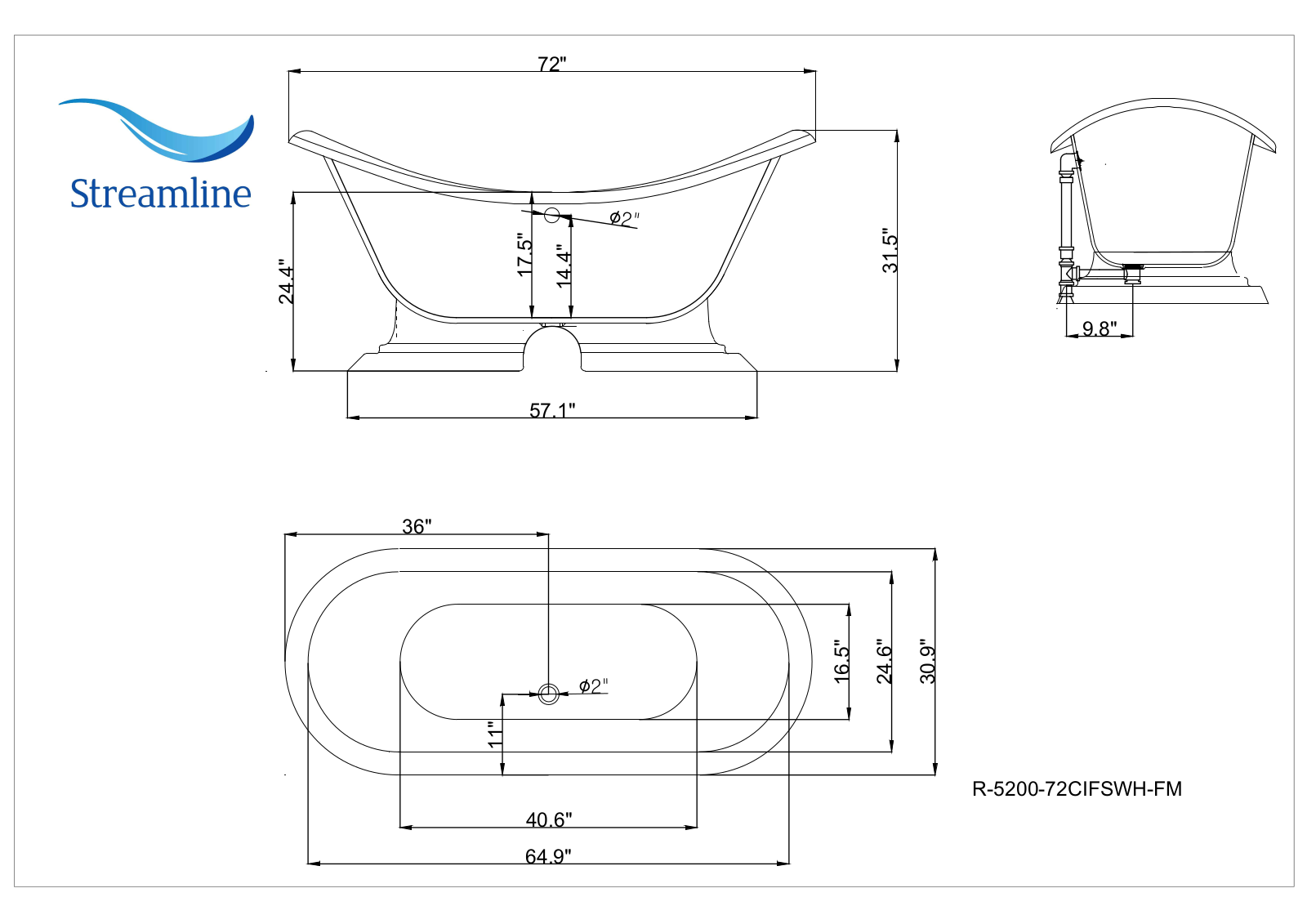 Streamline Bath SLBH5228 Dimensions - ManualMachine.com