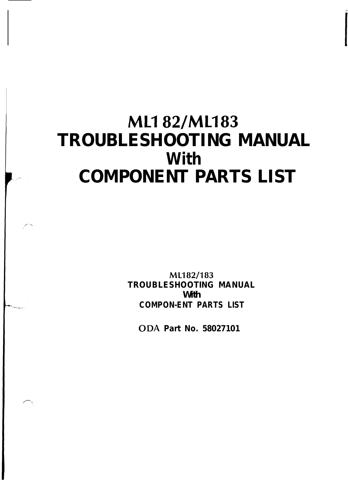 OKIDATA 182, 183 Troubleshooting Manual