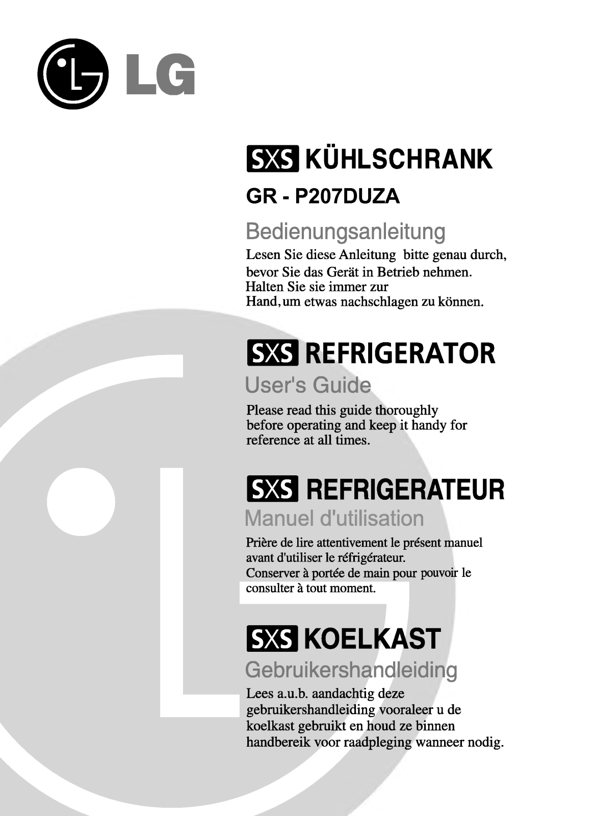 Lg GR-P207DUZA User Manual