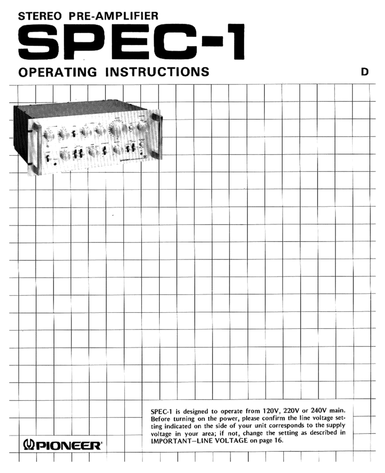 Pioneer SPEC-1 Owners manual