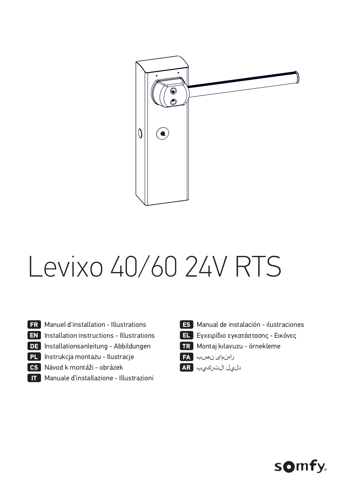 SOMFY Levixo 40 24V RTS, Levixo 60 24V RTS Installation Instructions Manual