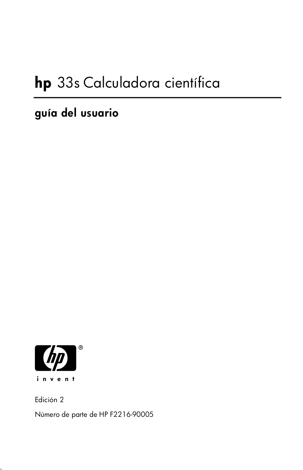 Hp 33s User Manual