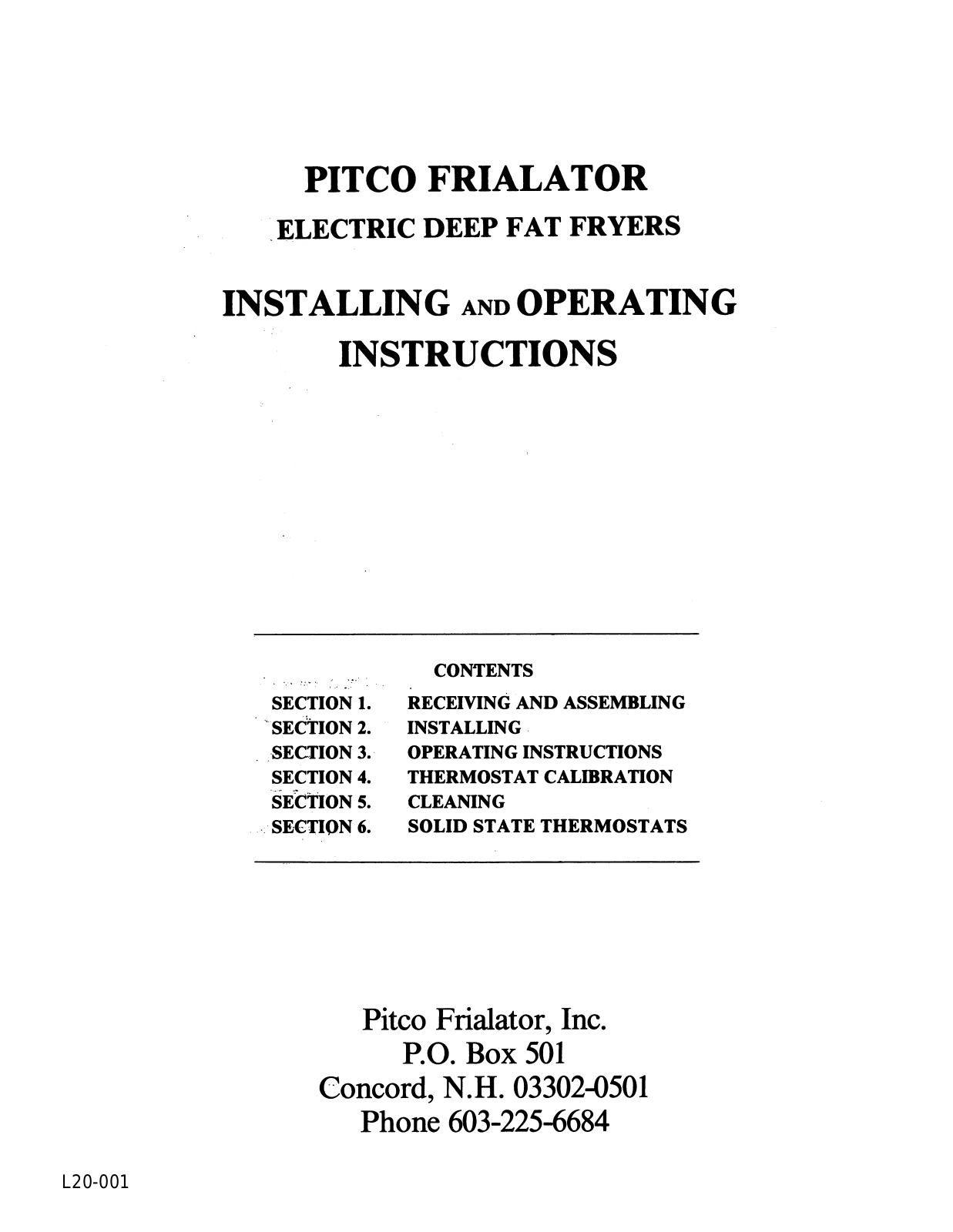 Pitco E34FF Installation Manual