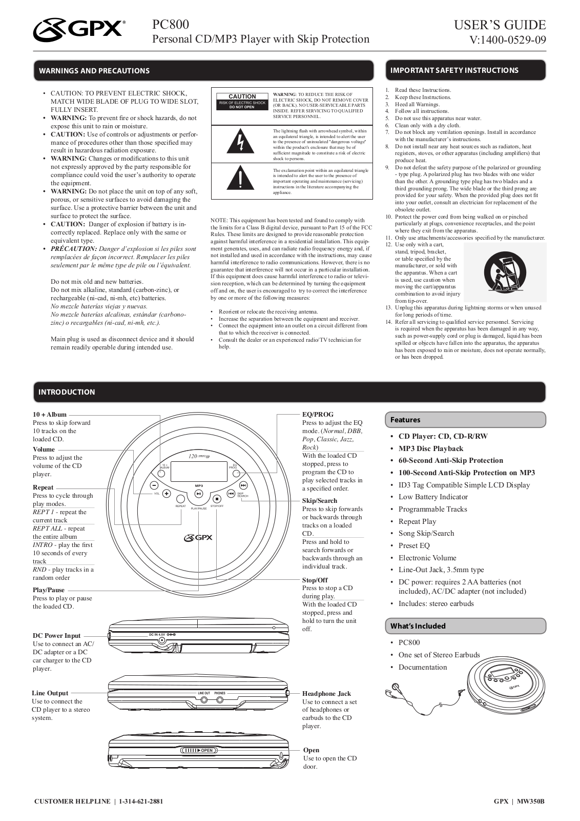 GPX 1400-0529-09, PC800 User Manual