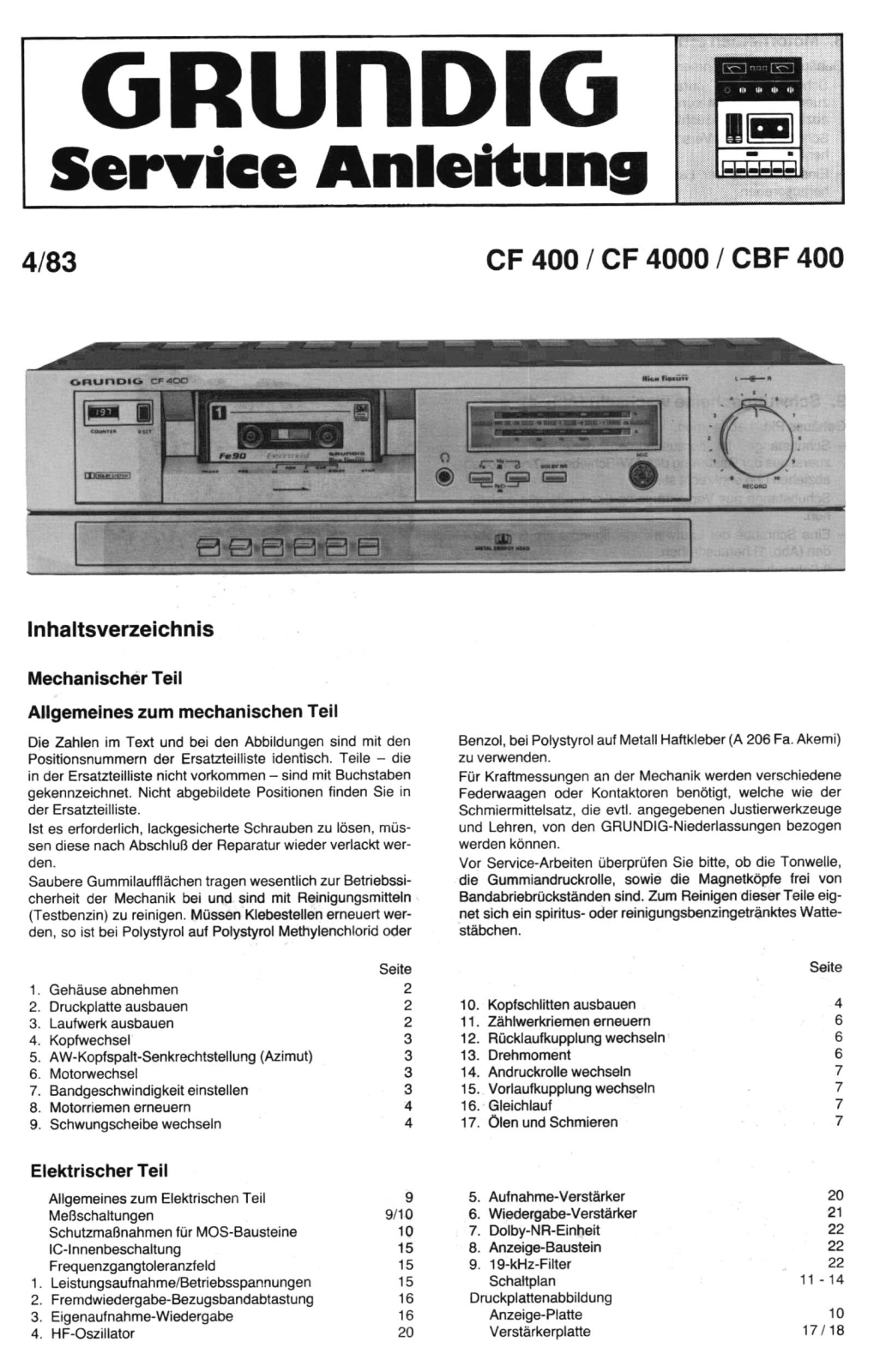 Grundig CF-400 Service Manual